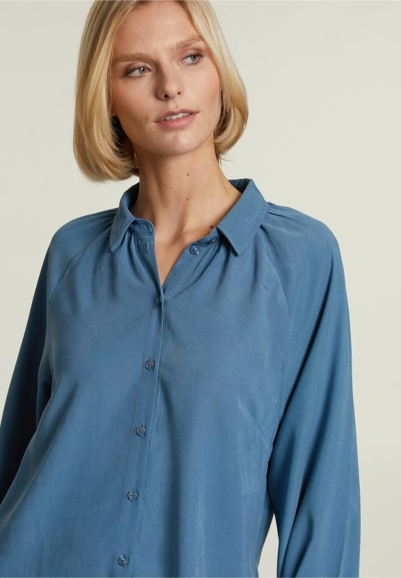 Blue Uni Dress With Buttons - Bleu