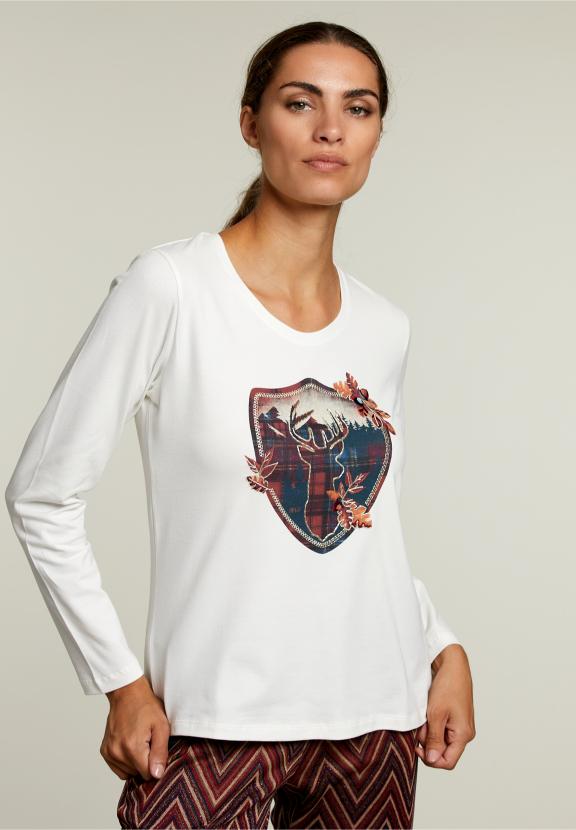 Ecru Crew Neck T-Shirt - Blanc