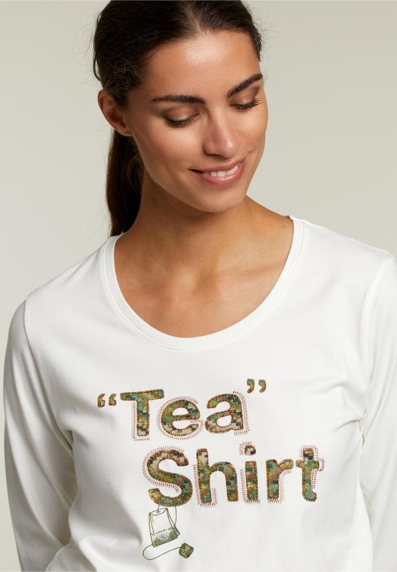 Ecru Crew Neck T-Shirt - Blanc