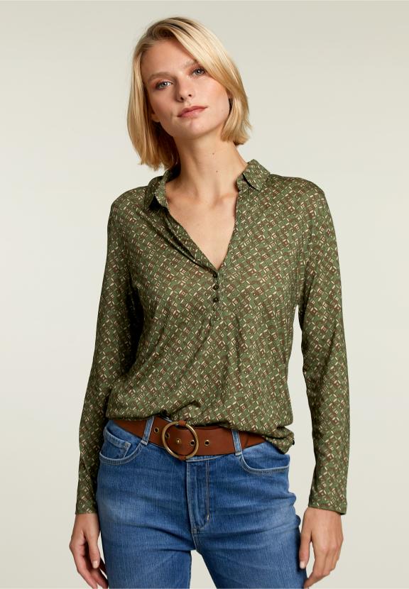 Green/Brown V-Neck T-Shirt - Vert