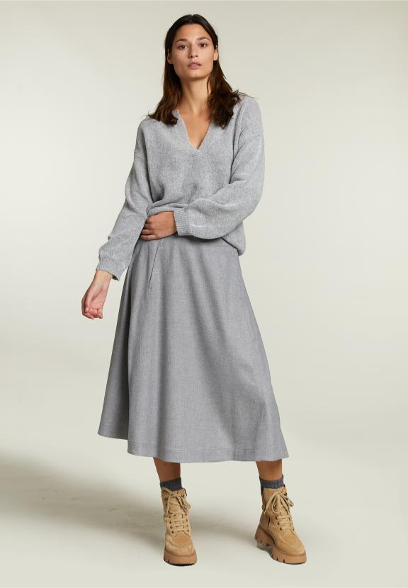 Jupe Midi Unie Grise - W