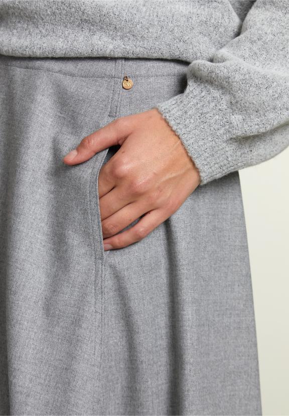 Jupe Midi Unie Grise - W
