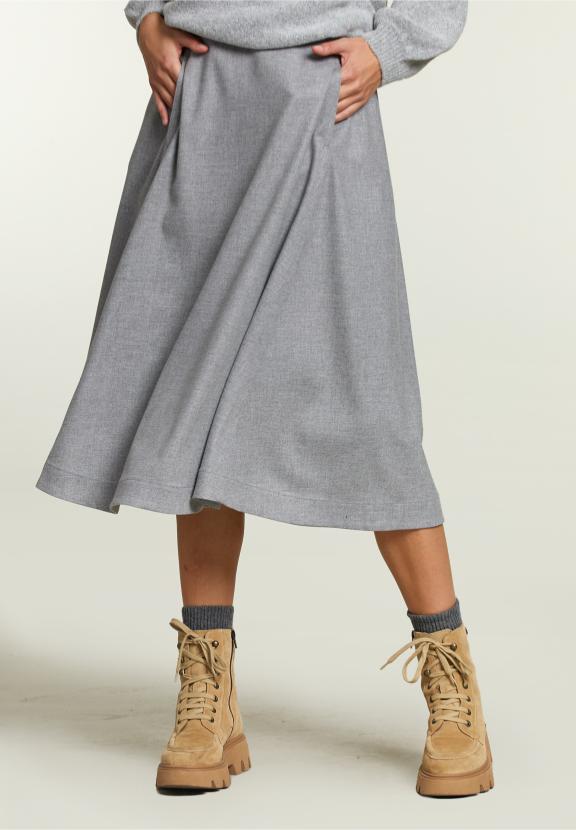 Jupe Midi Unie Grise - W