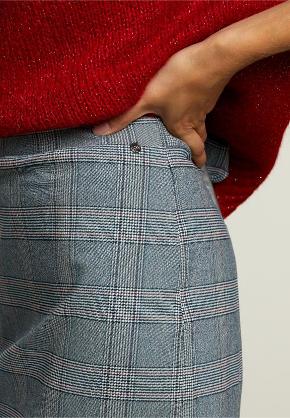 Multi Checked Midi Skirt - Bleu