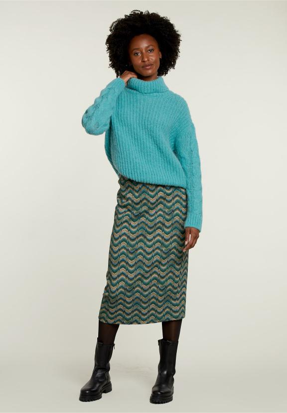 Multi Jacquard Midi Skirt - Vert