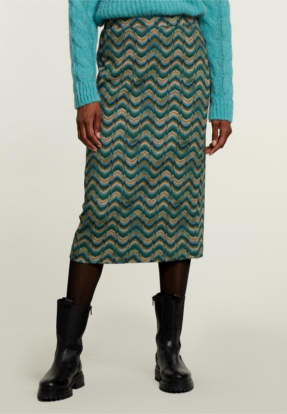 Multi Jacquard Midi Skirt - Vert