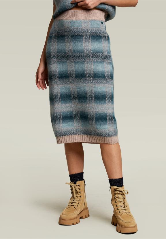 Multi Knitted Jacquard Midi Skirt - Vert