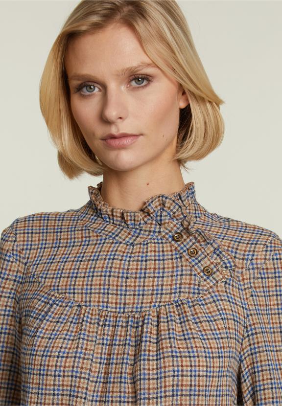 Chemise à motif col fantaisie vérifiée plusieurs fois - Marron - W