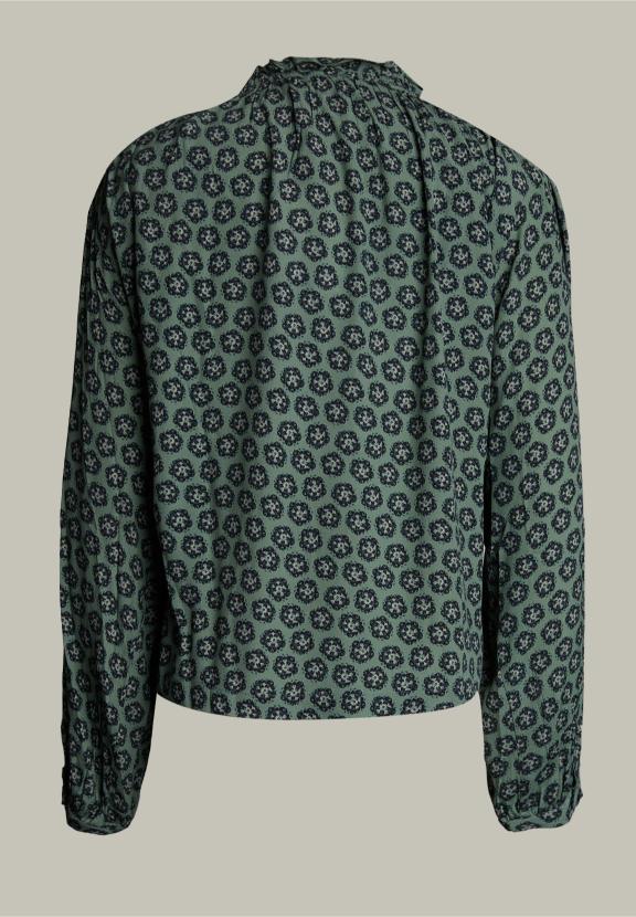 Blouse Multi-Fantaisie avec Manches Ballon - Marron - W