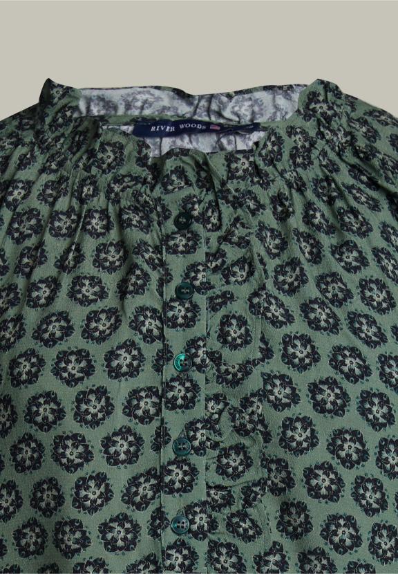 Blouse Multi-Fantaisie avec Manches Ballon - Marron - W