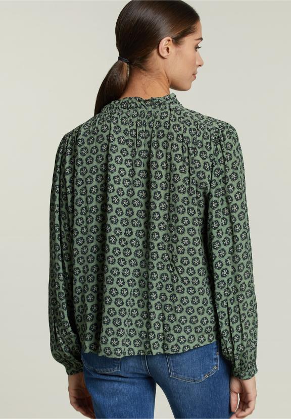Blouse Multi-Fantaisie avec Manches Ballon - Marron - W