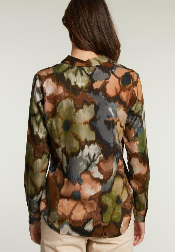 Khaki/Brown Fantasy Blouse With Buttons - Multi