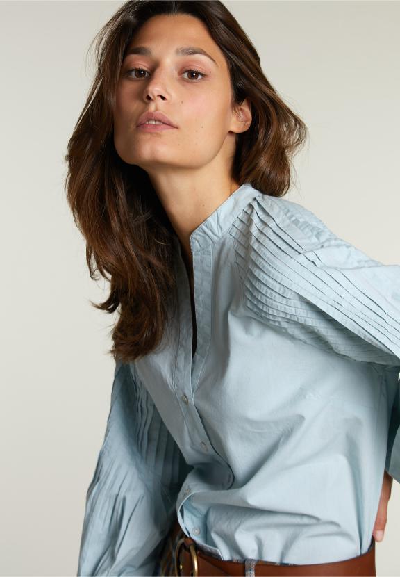 Blouse Bleue Manches Ballon - W
