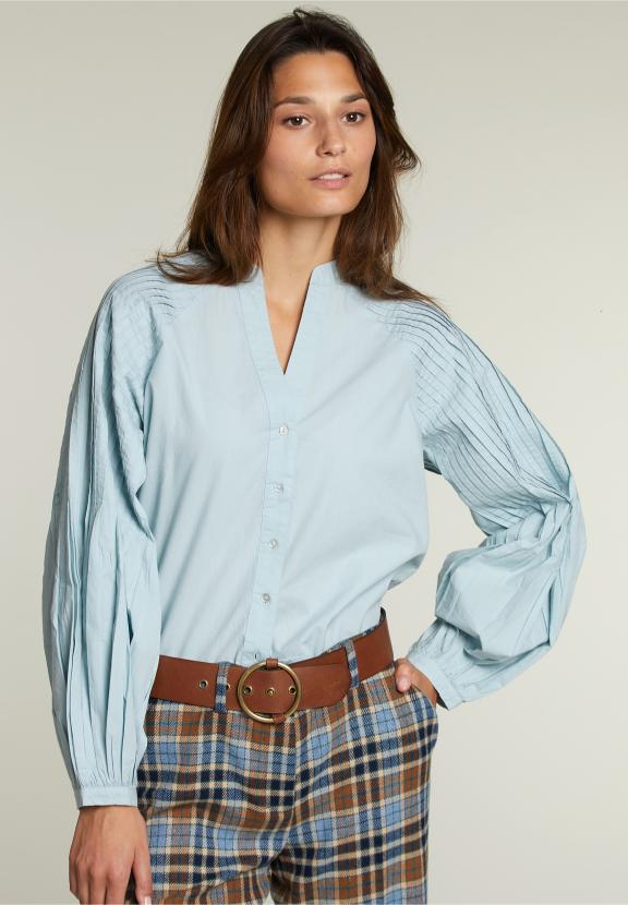 Blouse Bleue Manches Ballon - W