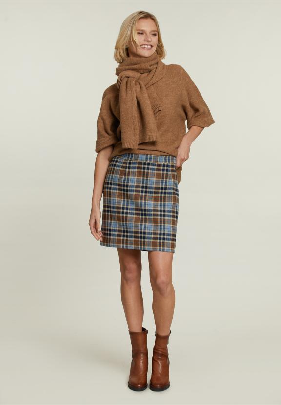 Pull Uni Beige Manches Courtes - Marron - W