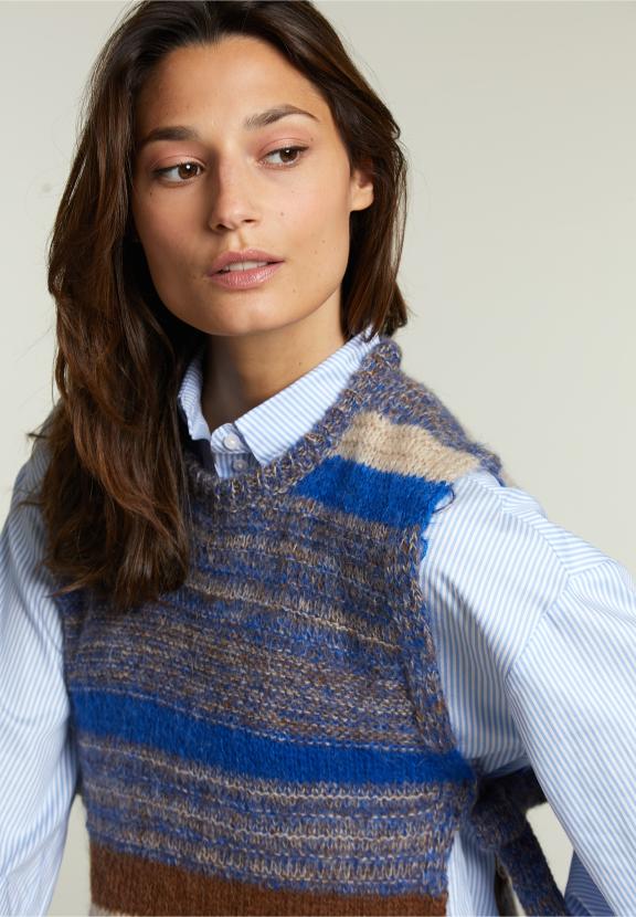 Multi Striped Crew Neck Spencer - Vert