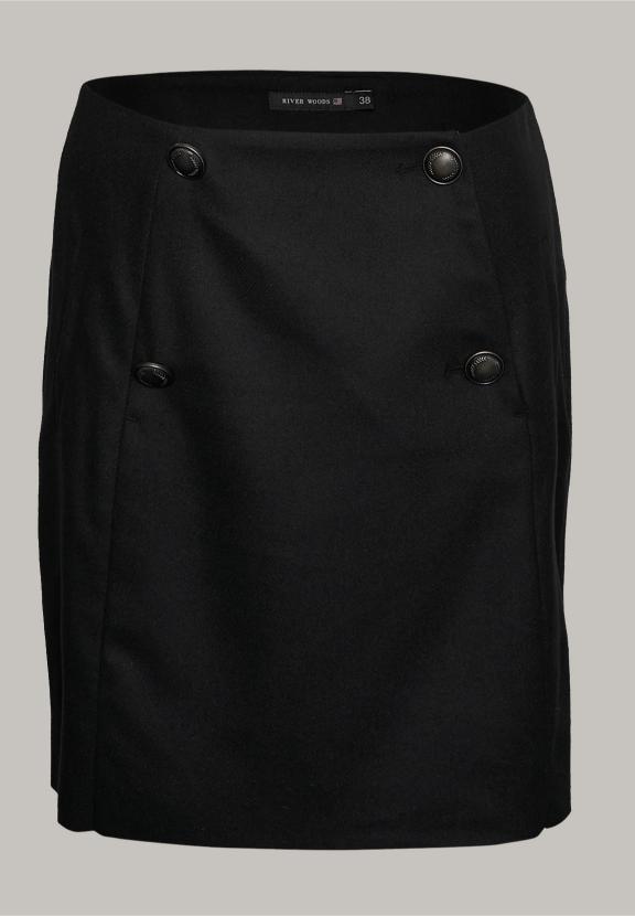 Navy Mini Skirt With Buttons - Bleu