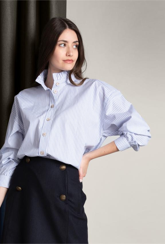 Navy Mini Skirt With Buttons - Bleu