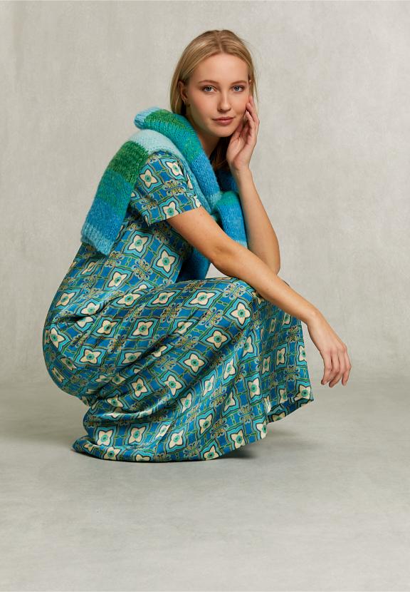 Multi Long Straight Fantasy Dress - Bleu