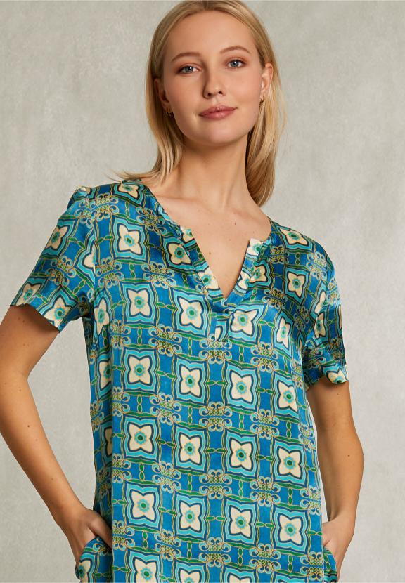 Multi Long Straight Fantasy Dress - Bleu