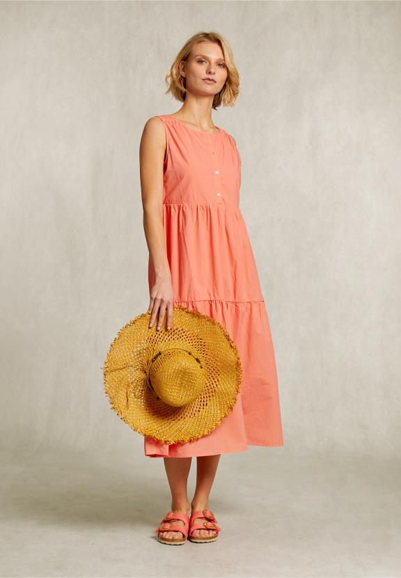 Orange Sleeveless Ruffled Uni Dress - Orange