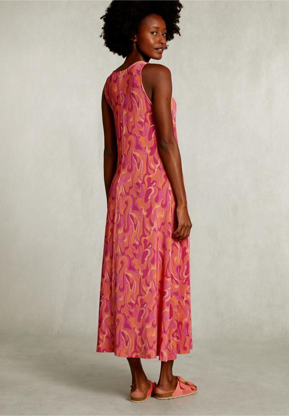 Multi Sleeveless Viscose V-Neck Dress - Rose