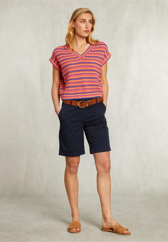 Navy Cotton Bermuda 2 Pockets - Bleu