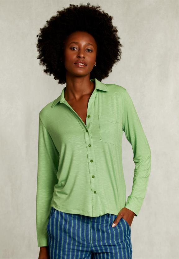 Green Viscose T-Shirt With Pocket - Vert