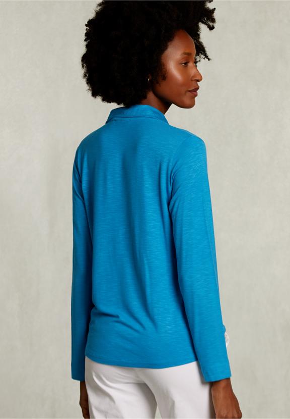 Blue Viscose T-Shirt With Pocket - Bleu