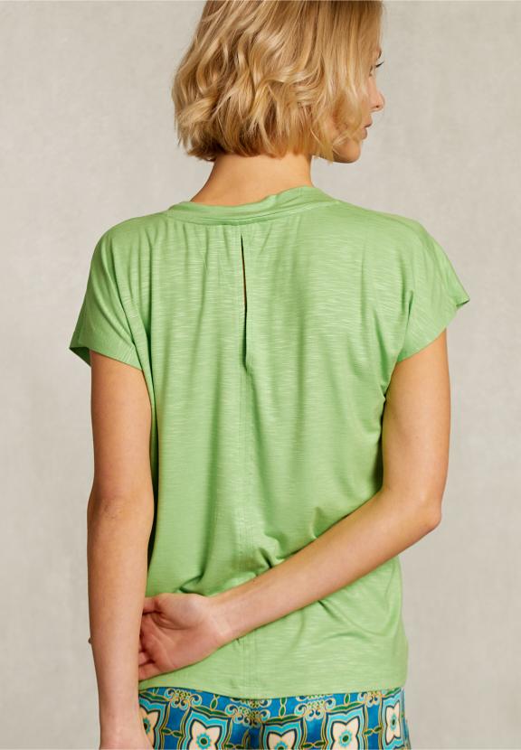 Green V-Neck T-Shirt Short Sleeves - Vert