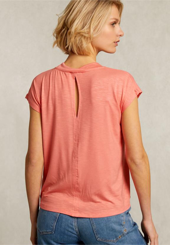 Orange V-Neck T-Shirt Short Sleeves - Orange