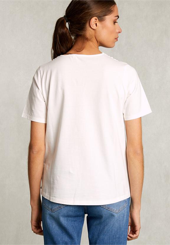 White V-Neck T-Shirt Short Sleeves - Blanc