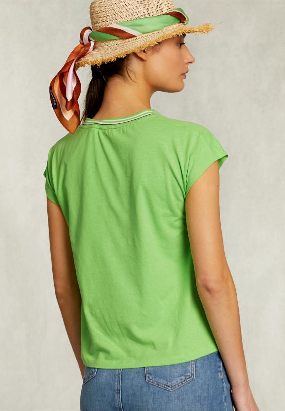 Green Cotton Sleeveless T-Shirt - Vert