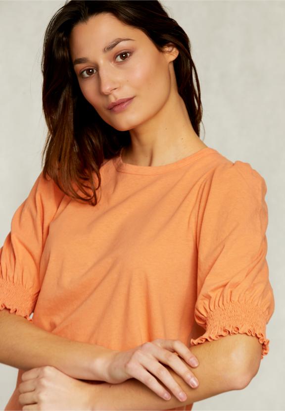 Orange T-Shirt 3/4 Sleeves With Smock - Orange - W