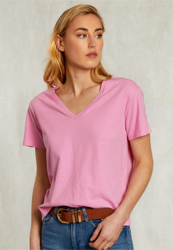 Pink Basic V-Neck T-Shirt - Rose