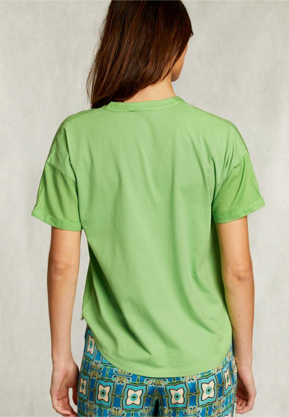 Green V-Neck Blouse With Pocket - Vert