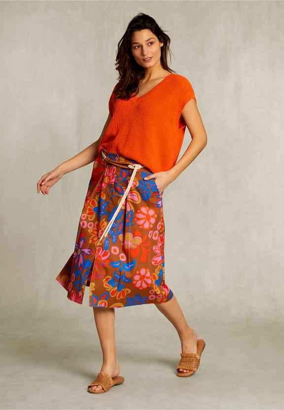 Multi Floral Midi Skirt - Multi