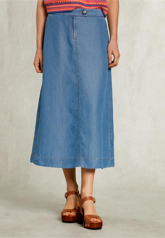 Blue Long Jeans Skirt - Denim