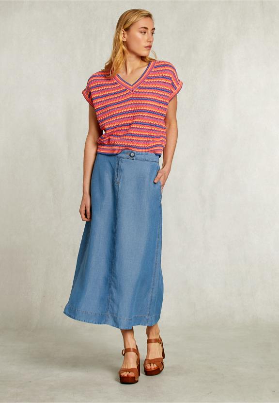 Blue Long Jeans Skirt - Denim