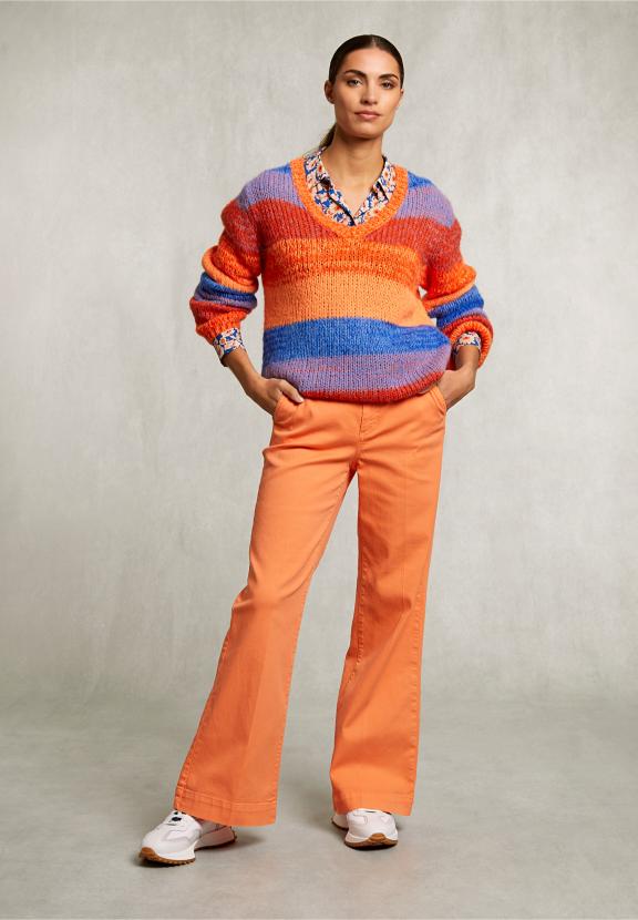 Orange Wide Cotton Pants - Orange