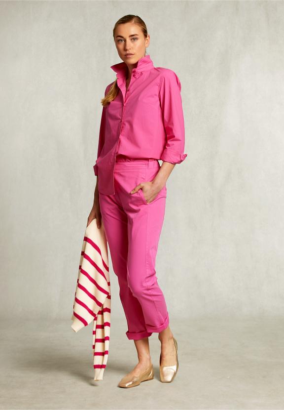 Pink Cotton Pants Elastic Waist - Rose