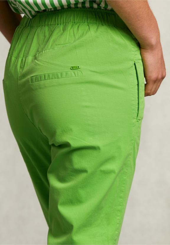 Green Cotton Pants Elastic Waist - Vert
