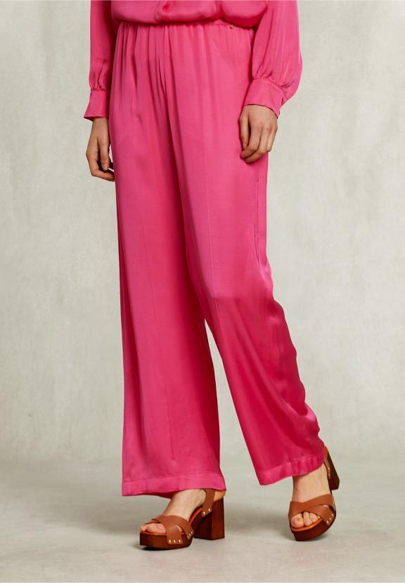 Fushia Loose Pants Elastic Waist - Rose