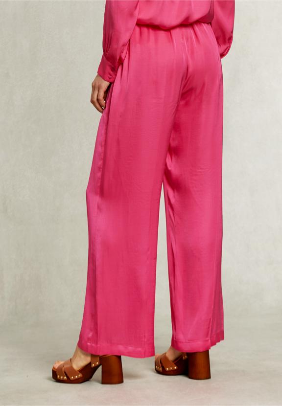 Fushia Loose Pants Elastic Waist - Rose
