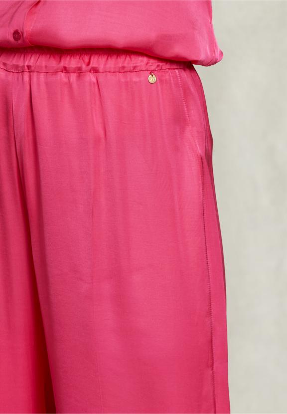 Fushia Loose Pants Elastic Waist - Rose