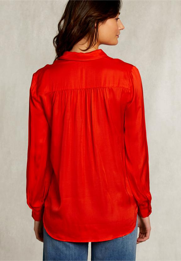 Orange Viscose Blouse With Buttons - Orange