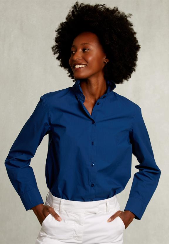 Blue Uni Centered Blouse - Bleu