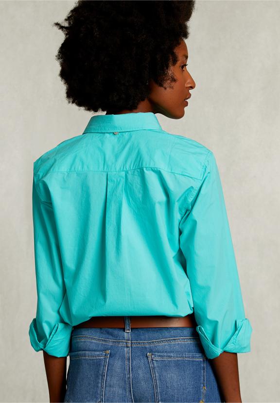 Turquoise Uni Centered Blouse - Vert