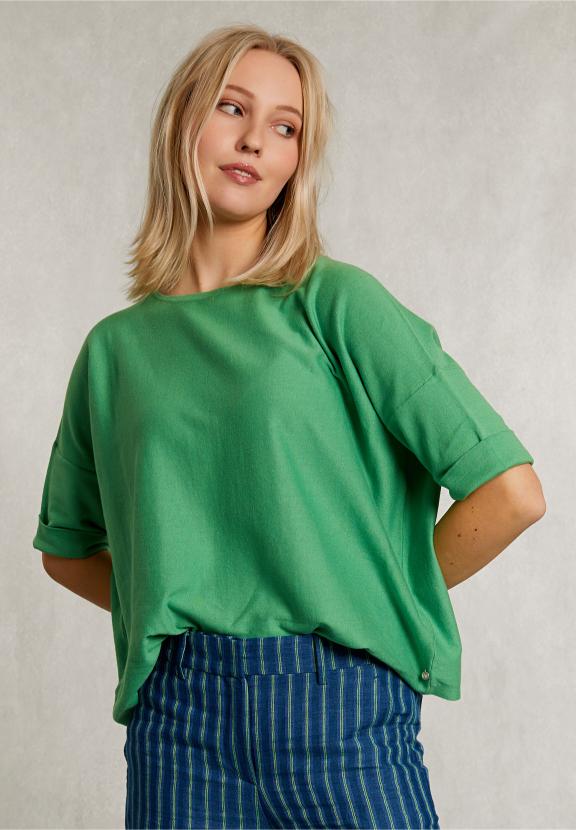 Green Sweater Ajour On Back - Vert