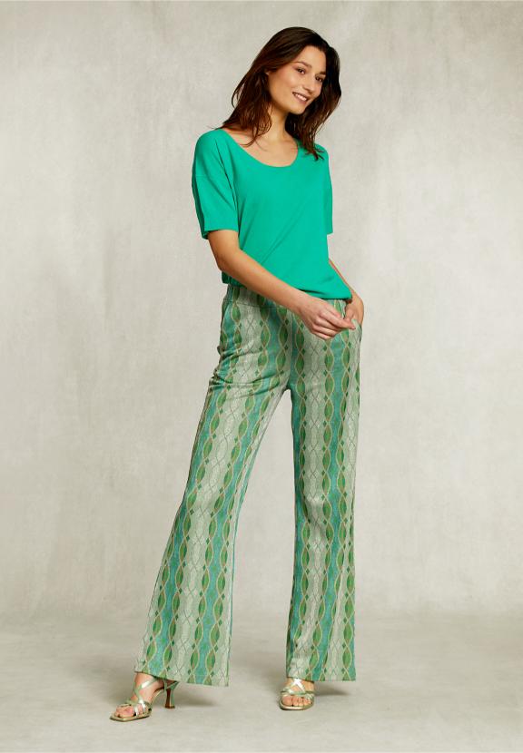 Green Viscose Sweater Short Sleeves - Vert